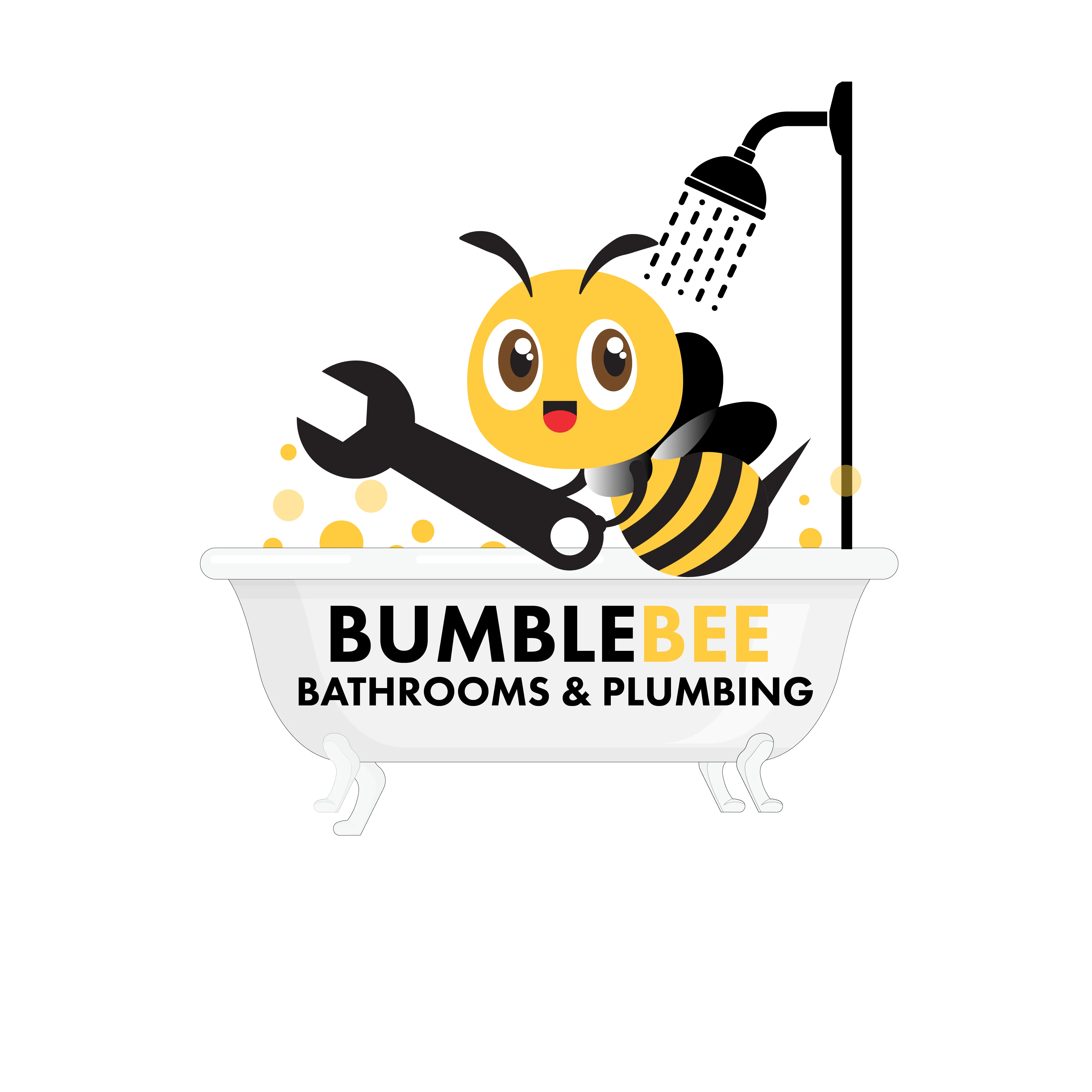 a logo for bumble bee bathrooms and plumbing