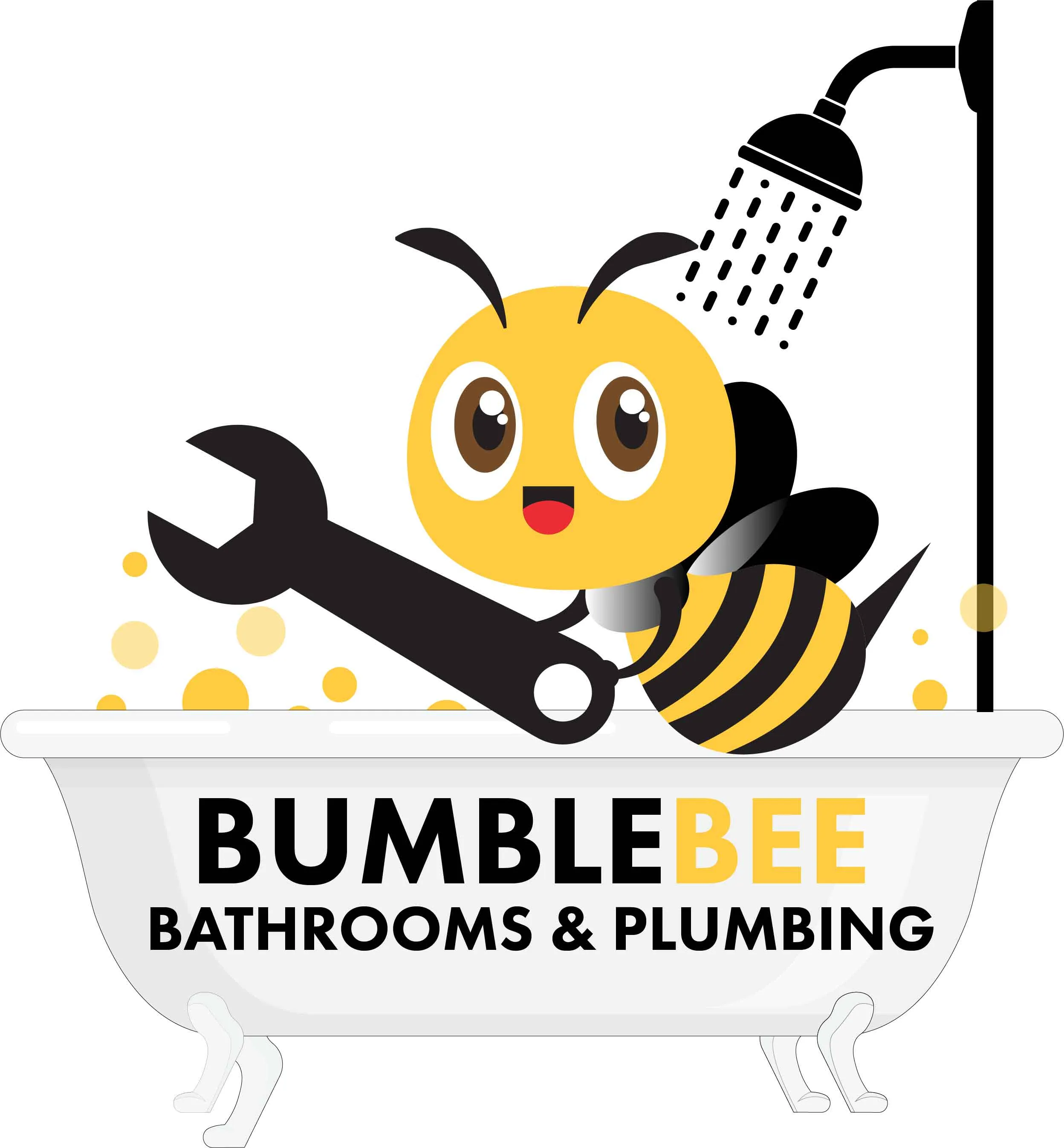 a bumble bee bathroom and plumbing logo
