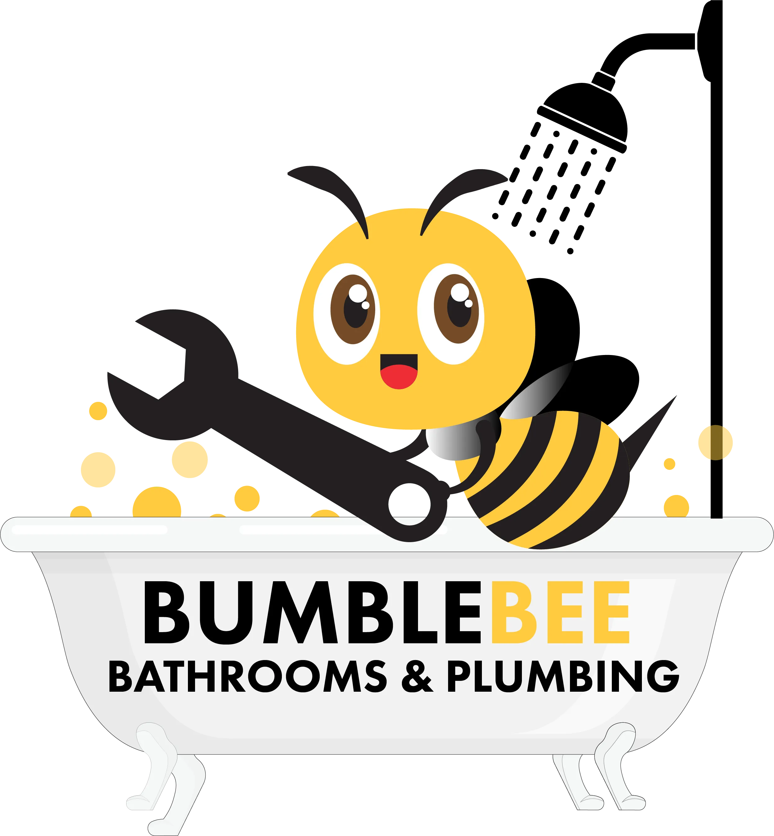 a bumble bee bathroom and plumbing logo